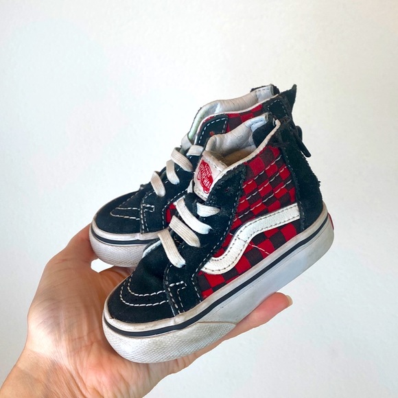 Vans Checkered high top shoes size 4 - Picture 1 of 10